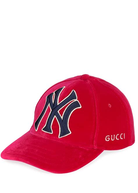 Gucci New York Yankees MLB Patch Velvet Baseball Hat